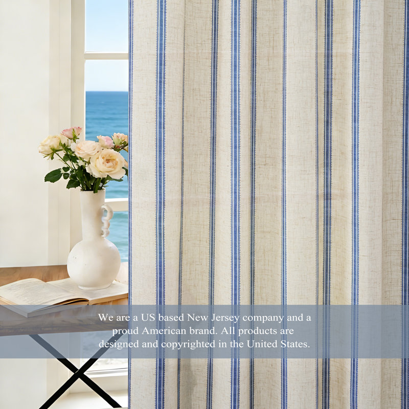 Rideaux semi-transparents avec passe-tringle Farmhouse, L 52 po x L 84 po, Marine