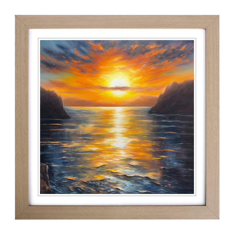 Sunrise Oil Painting No.1 - Framed Print, Oak