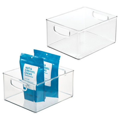 iDesign Plastic Stackable Pantry Bin with Handles - Set of 2 - Clear