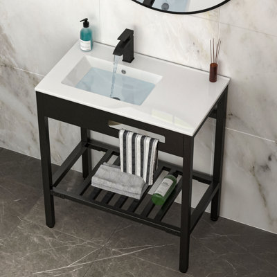 Lavabo console en céramique 32 "x 18,5" avec trop-plein et pieds