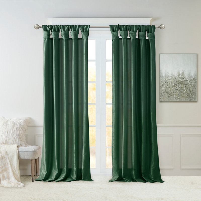 Panneau de rideau de fenêtre Twist Tab, Vert, L 50 po x L 84 po