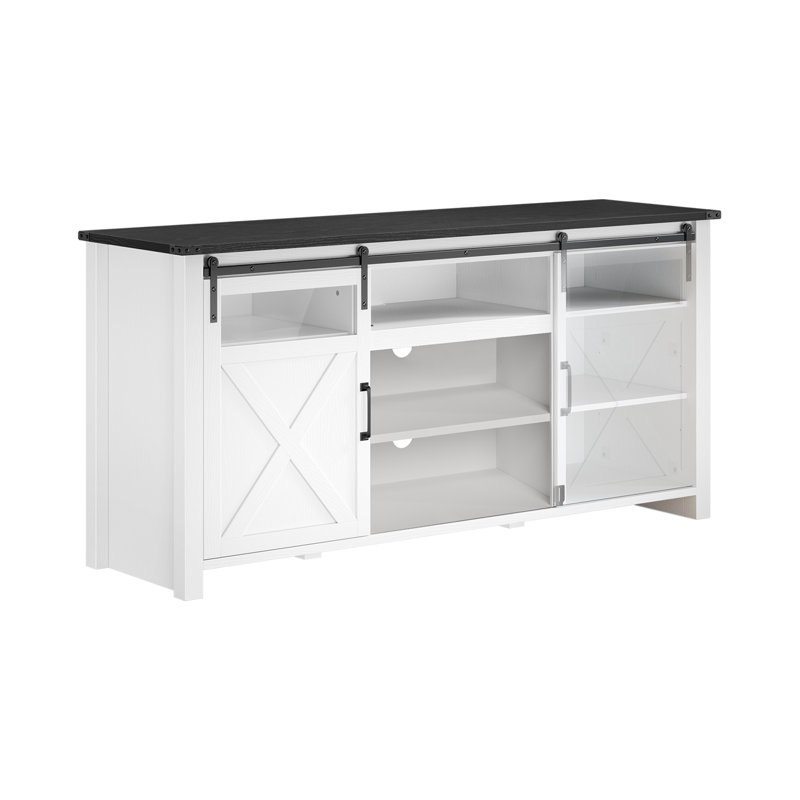 Ermina 66.30'' Farmhouse TV Stand, Media Consoles, Multifunction Sideboard Storage Credenza With Sliding Cabinet Door, White
