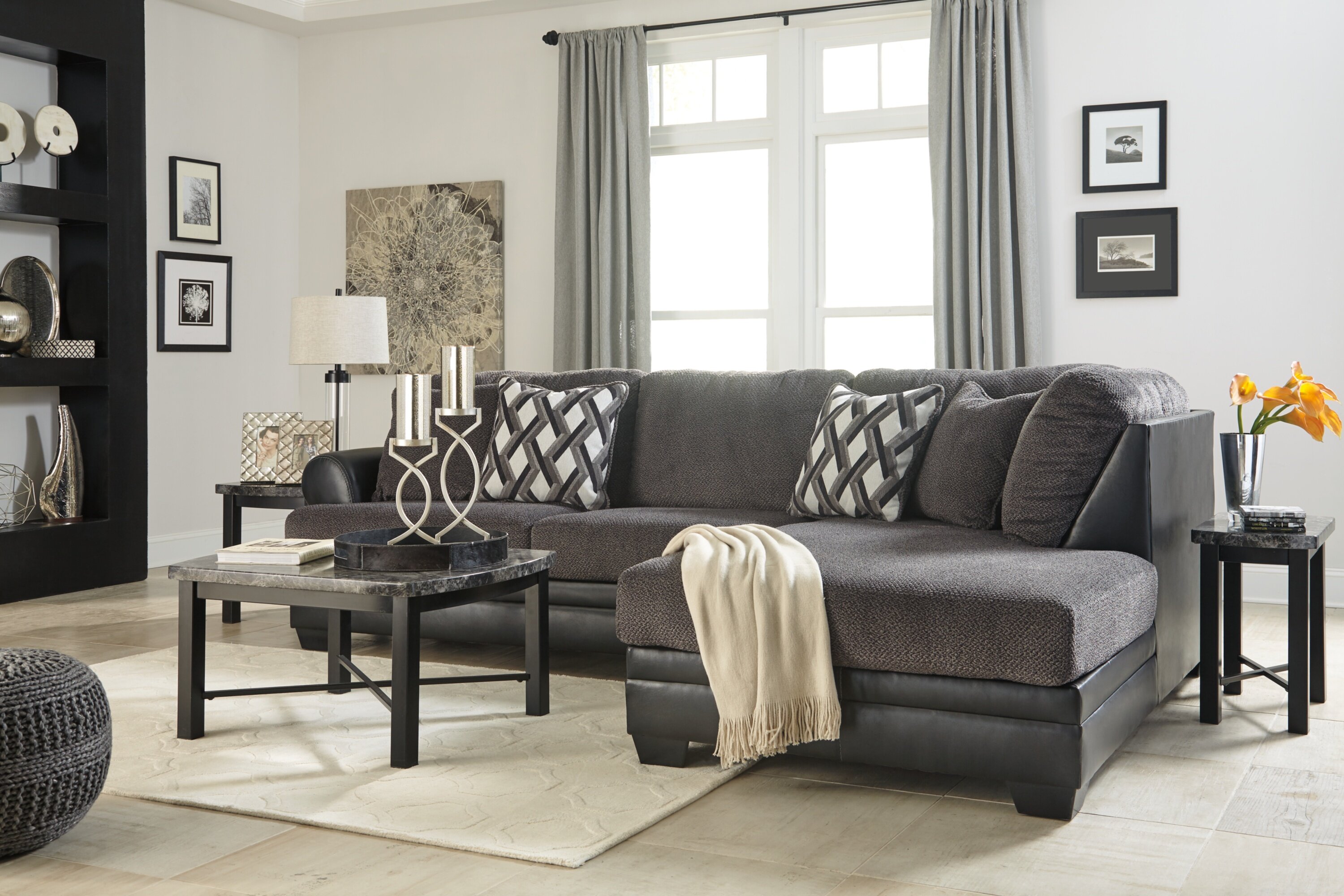 Benchcraft kumasi smoke online chaise sectional stores