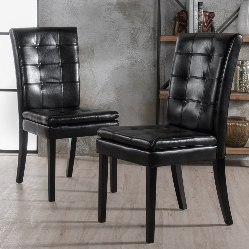 Mito 20.00'' H Tufted Upholstered Side Chair, Black, 1