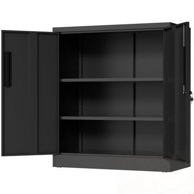 Armoire de rangement en métal avec 2 portes et 2 tablettes réglables