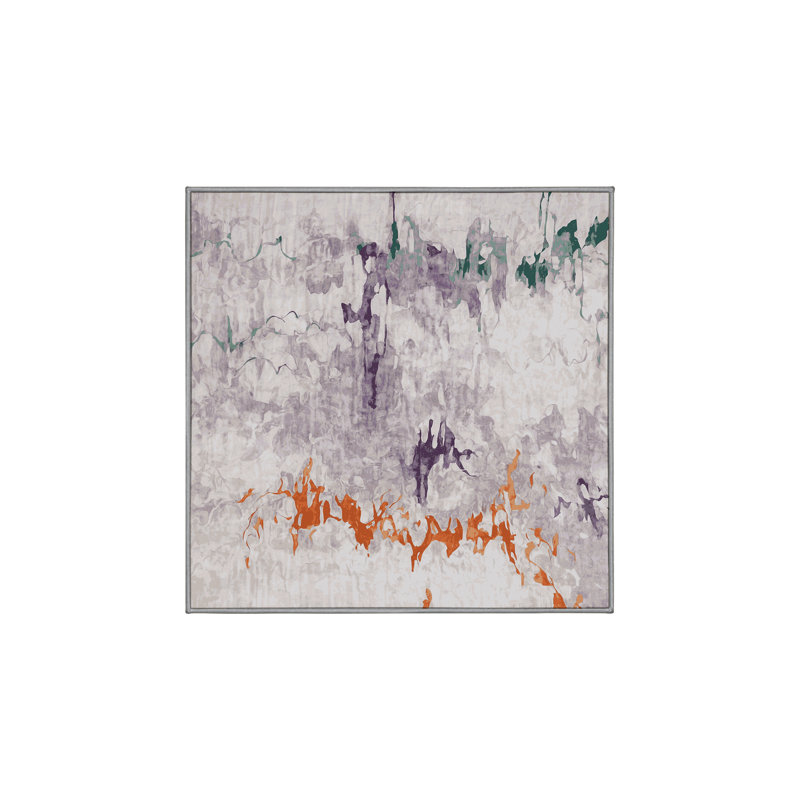 Tapis gris lavable à la machine, Carré 5 pi