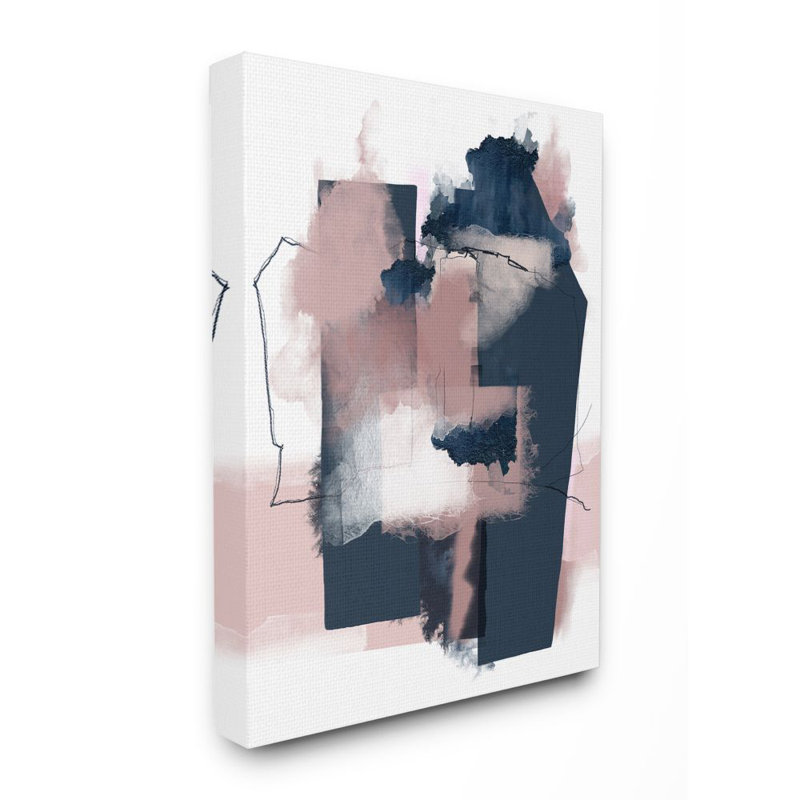 « abstract geometry », impression en bleu, Toile tendue, H 40 po x l 30 po x P 1,5 po