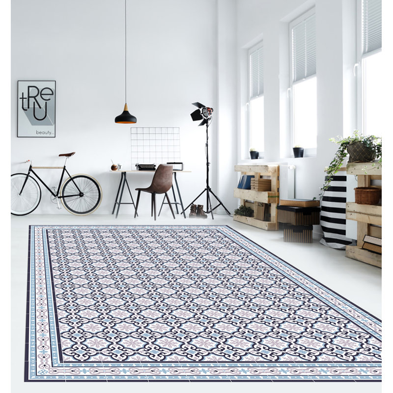 Eliasz Vinyl Machine Printed Area Rug, Rectangle 4'4.4" x 6'6.7"