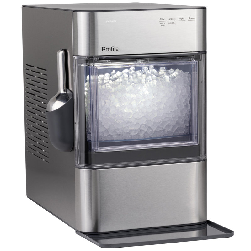 GE-Profile-Opal-2-0-Ultra-Nugget-Ice-Maker-with-Scale-Inhibiting-Filter-XPIO23SWBB, Stainless Steel