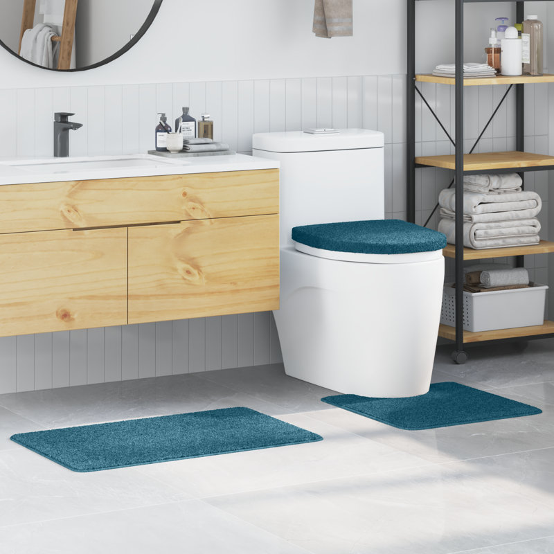 Polyester Medium Non-Slip Bath Mats Rectangular Modern, Blue