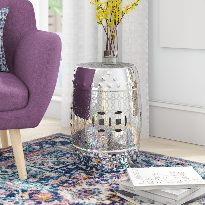 Tabouret de jardin en céramique Patrick, Argent