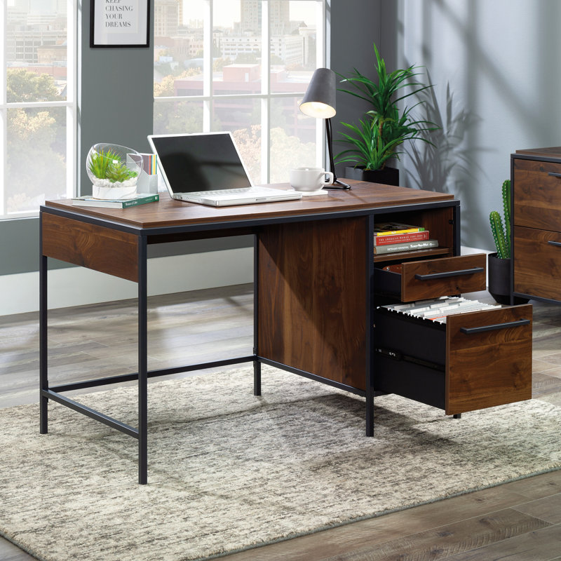 Sudduth Steel Computer Desk, Grand Walnut/Black