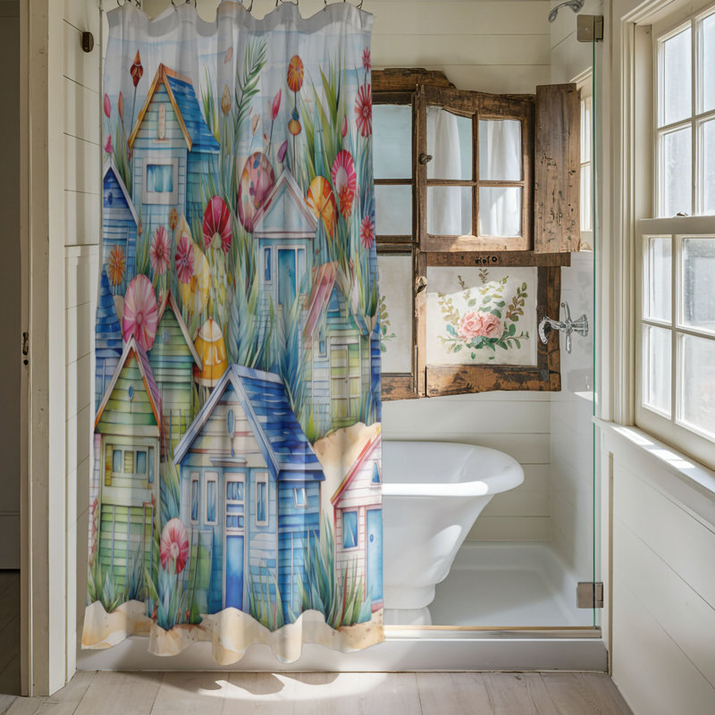 Rideau de douche abstrait Inas, H 74 po x l 71 po