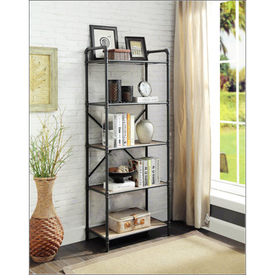 Antique Oak & Sandy Gray Finish Bookshelf