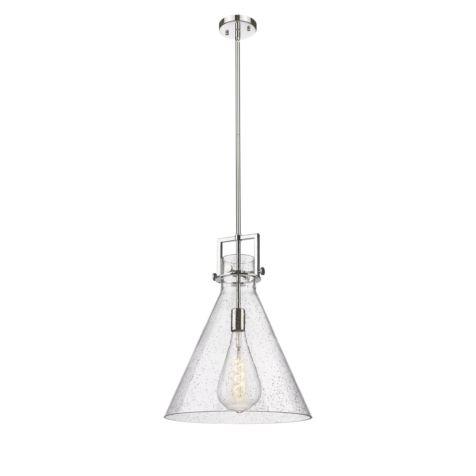 Coterie Single Light Glass Dimmable Pendant, Seedy, 20.38" H x 16" W x 16" D, Polished Nickel