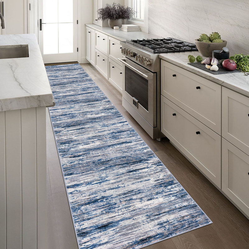 Modern Abstract 2.6x16 Washable Runner Rugs for Hallways Soft Non Slip Extra Long Indoor Runners for Bedroom Kitchen Entryway 