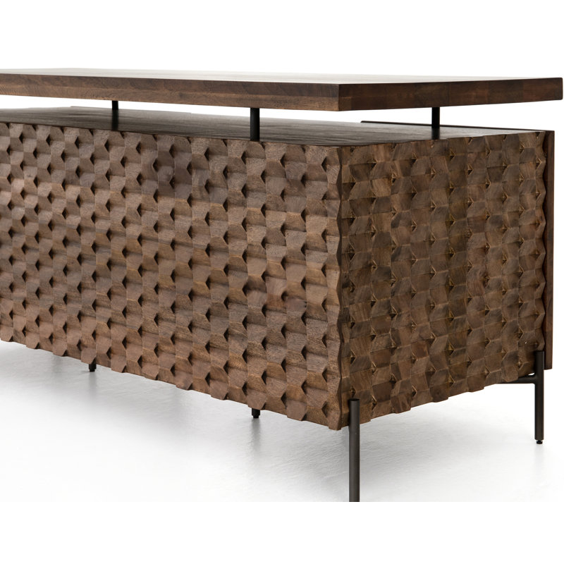 Raffael Solid Wood Credenza Desk, Brown