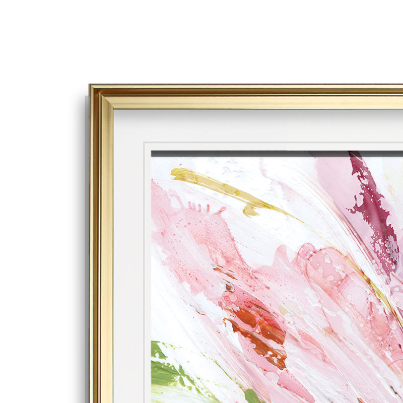 « floral strokes i », impression encadrée, H 27 po x l 27 po x P 1,5 po, Cadre doré