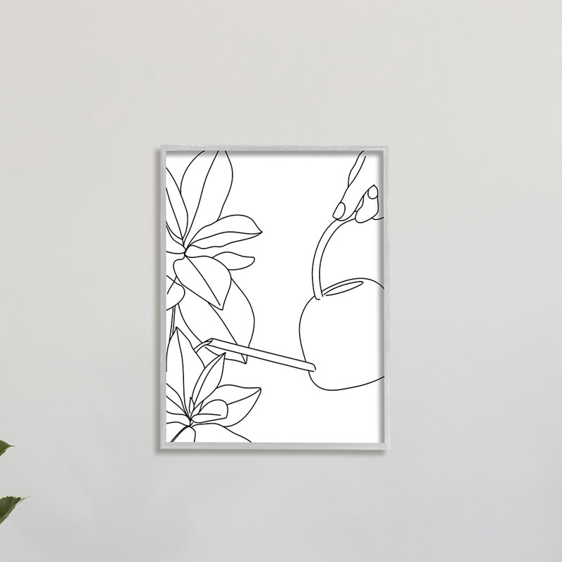 Arrosoir et fleurs printanières - Dessin, H 30 po x l 24 po, Estampe numérique Farmhouse