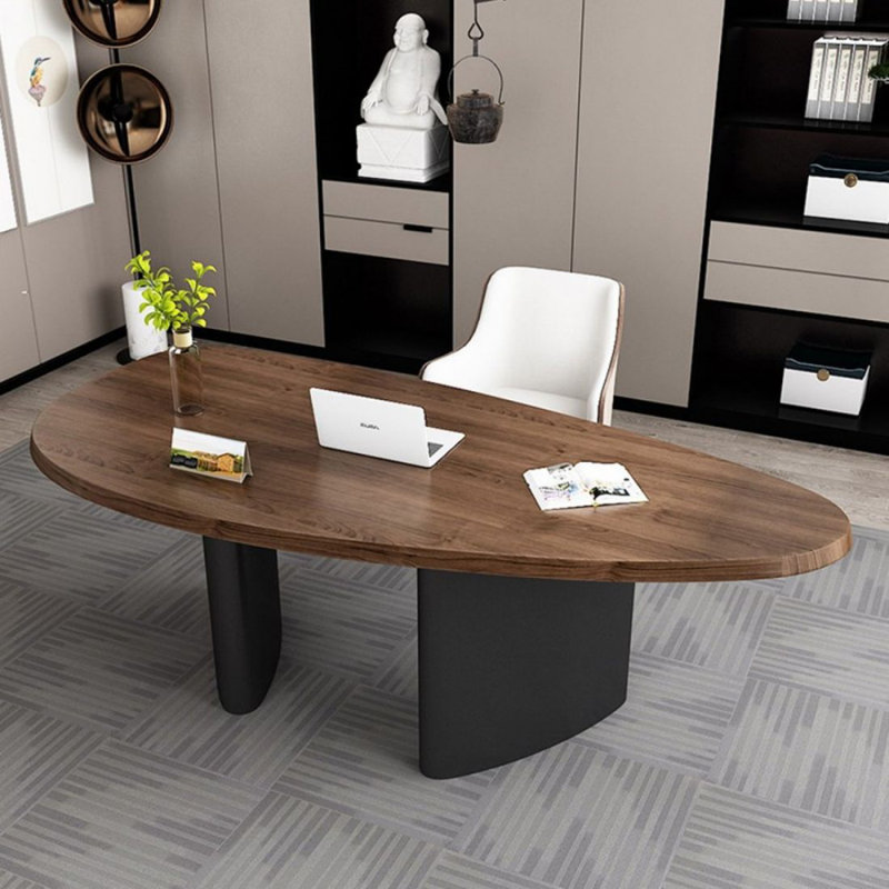 Bureau d'écriture en bois massif noisette, 29.53" H x 55.12" W x 27.56" D