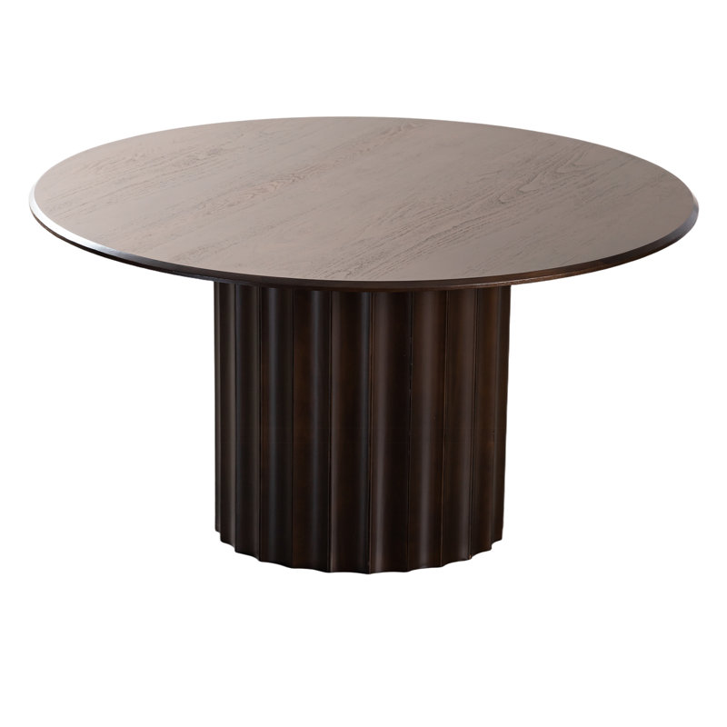 Solid Wood Dining Table Round Pedestal Kitchen Table, 30”H x 60”L x 60”W, Walnut