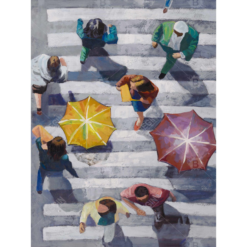 "People Crossing the Street - Man", reproduction d'art contemporain encadrée