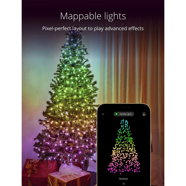 400LED Smart Christmas Tree Lights APP Control DIY Text Picture RGB String  Lights with Remote Control for Christmas, Bedroom