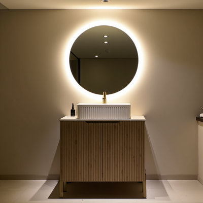 Meuble-lavabo de salle de bain 30 po avec lavabo, armoire de rangement autoportante en contreplaqué avec 2 portes, lavabo rectangulaire en céramique blanche et comptoir en pierre frittée à motif de travertin Roma, couleur grain de bois