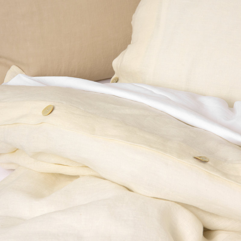 Modern & Contemporary Cotton Duvet Cover, King Duvet Cover + 2 King Shams, Ivory