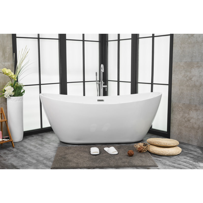 Glossy White 72" Acrylic Modern Freestanding Bathtub