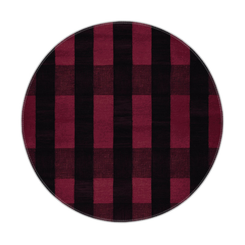 Tapis intérieur / extérieur mauve à carreaux, Rond 5 pi