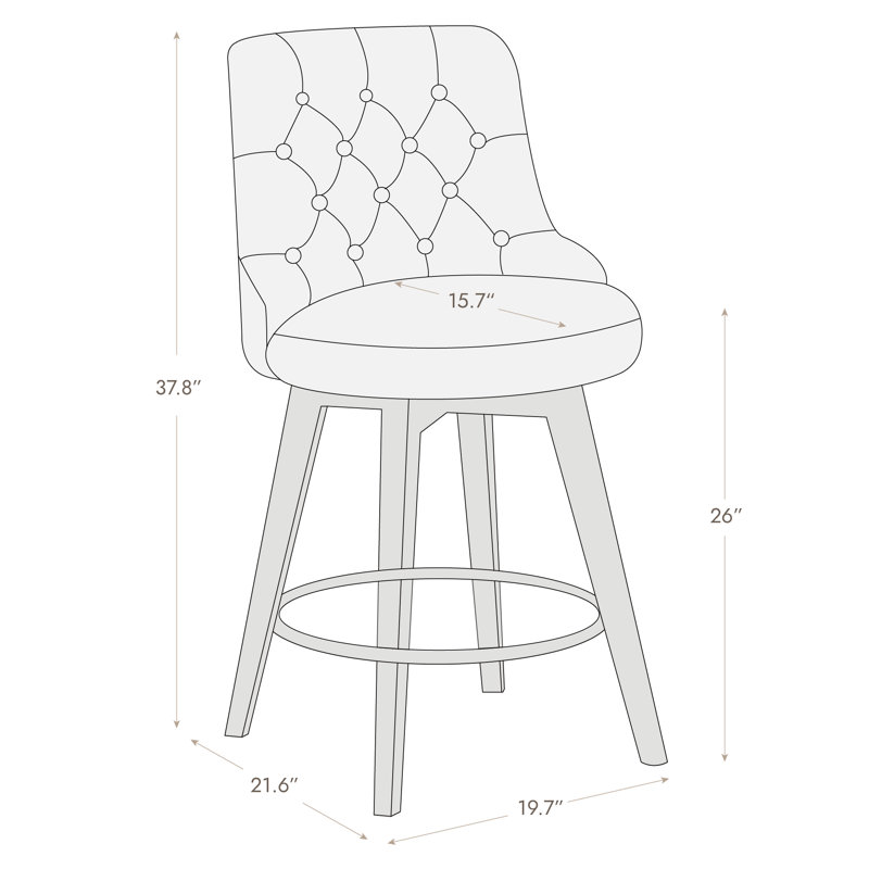 Arjean Swivel Upholstered Counter Stool, Tan, Counter Stool (26" Seat Height)