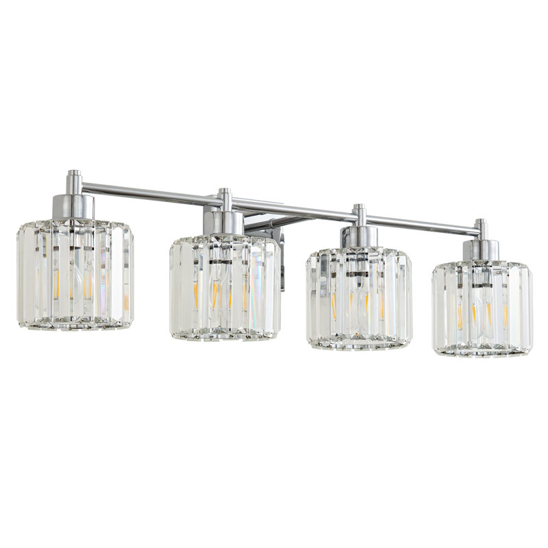 Éclairage de salle de bain à intensité variable à 3 lumières avec abat-jour en cristal K9 Berto, Chrome chrome