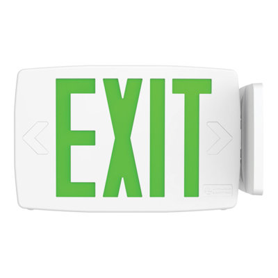 LQM Exit Sign with Red and Green EXIT Letter colouring, AC/Battery Back-Up Switch, Brushed Silver finish