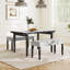 2 PCS Upholstered Bench with Padded Seat Solid Rubber Wood Legs for Living Room