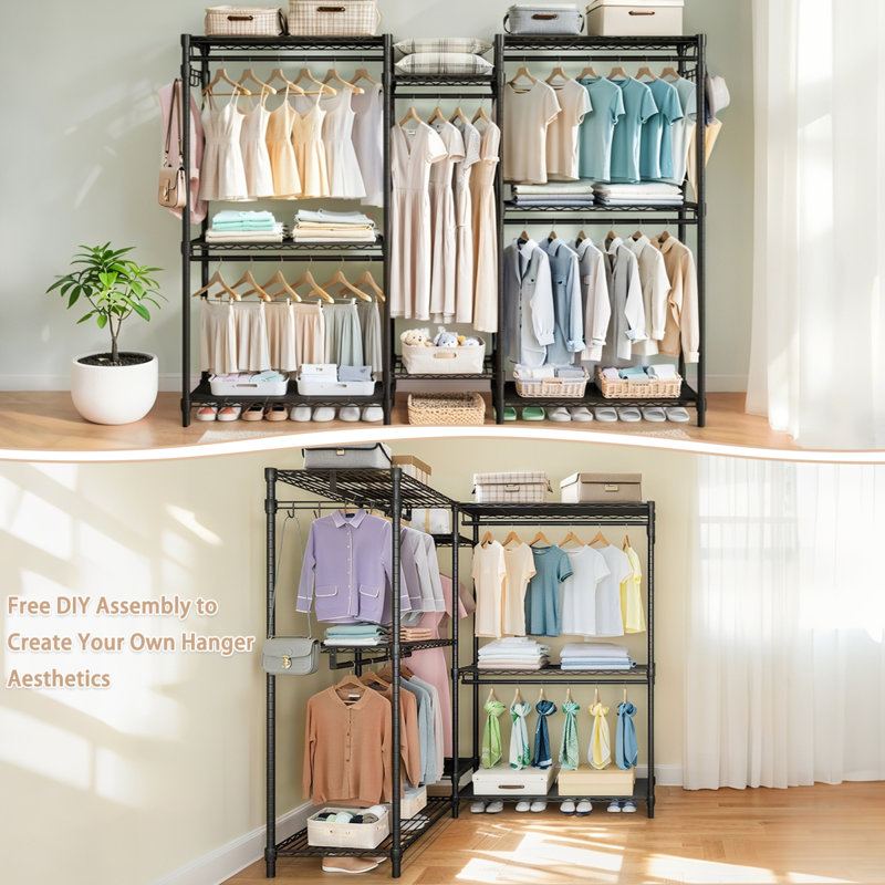 Heavy Duty Freestanding Garment Rack with Adjustable Shelves and Rails