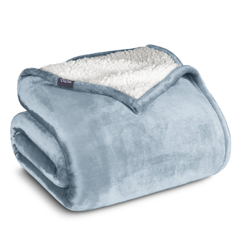 Couverture Sherpa, Double/grand, Bleu clair