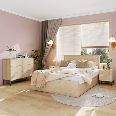 Boho Natural Rattan 4-piece Bedroom Set