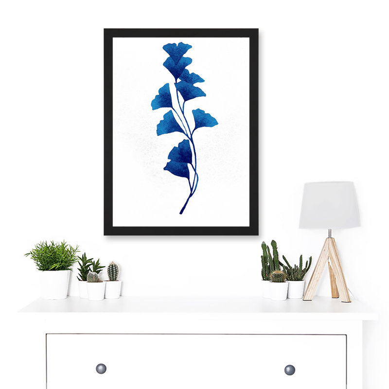 Navy Blue Watercolour Flowers - Single Picture Frame Art Prints