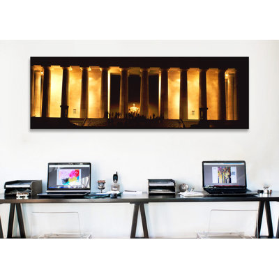 Statue of Abraham Lincoln in a memorial, Lincoln Memorial, Washington DC, USA by Panoramic Images - Panoramic Gallery-Wrapped Canvas Giclée