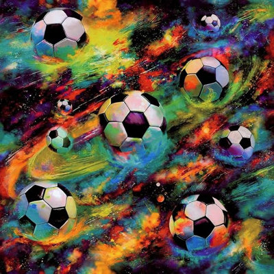 Lancashire Textiles Wallpaper Football Galaxy Multi Nature Room Decor Wall Roll