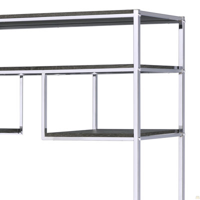 Bibliothèque rustique en chêne gris et chrome à 8 tablettes