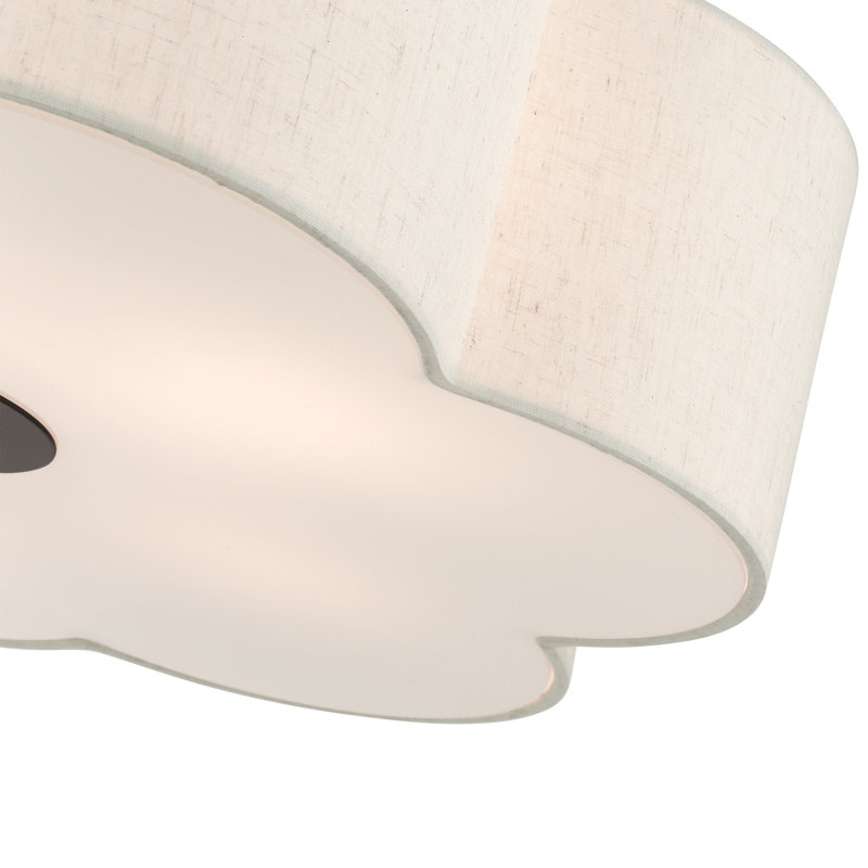 Plafonnier semi-encastré 5 lumières Swarthout, Bronze anglais, Tissu, H 9 po x l 22 po x P 22 po