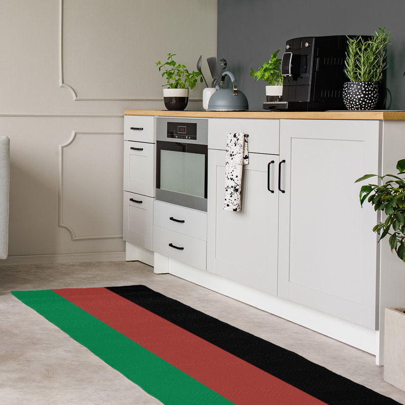Tapis vert rayé/doré/noir zone, Tapis de couloir 2 pi 6 po x 8 pi