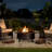 Sunjoy 40 Inch Fire Pit for Outside, Outdoor Round Wood Burning Fire Pit with Steel Mesh Spark Screen, Ceramic Tile Tabletop and Fire Poker, Large Bonfire for Patio and Backyard
