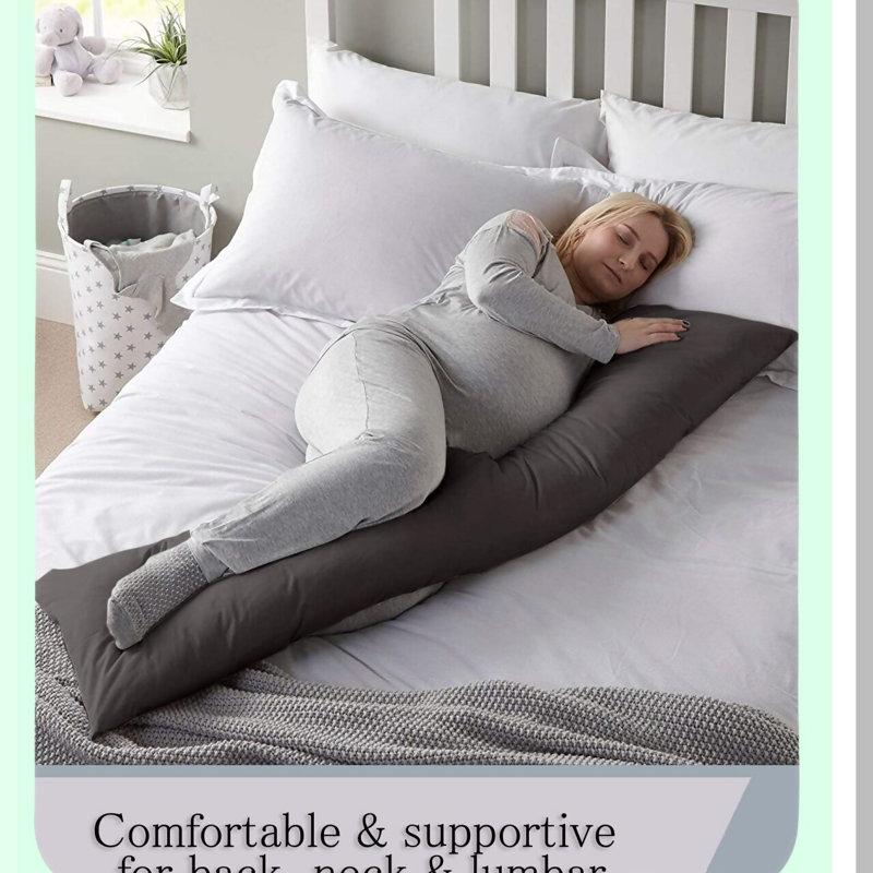Premium Blend Grey Body Pillowcase - 20 x 48 Zipper Closure - Soft Pillow Cover for Body Pillows - 100% Cotton - 1pc Pillowcase - Grey