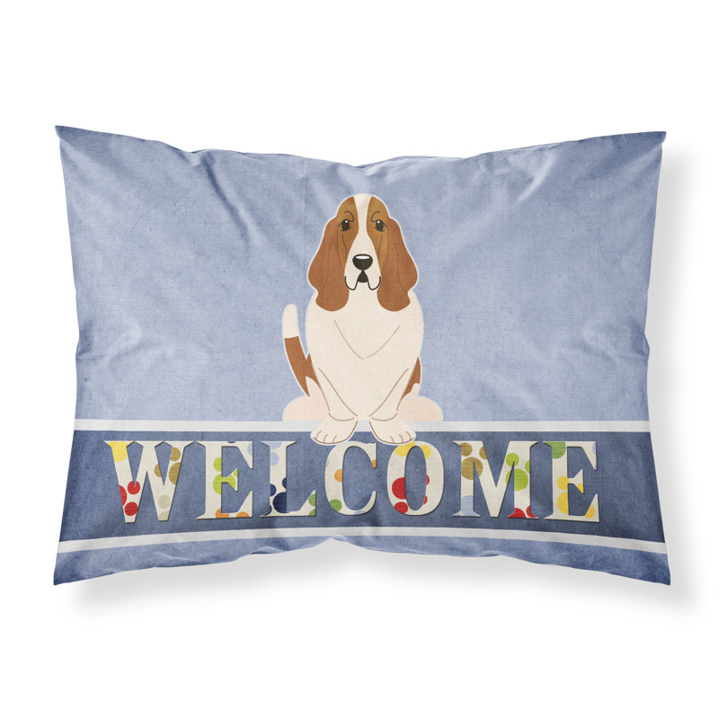 Taie d’oreiller welcome, Basset hound brun