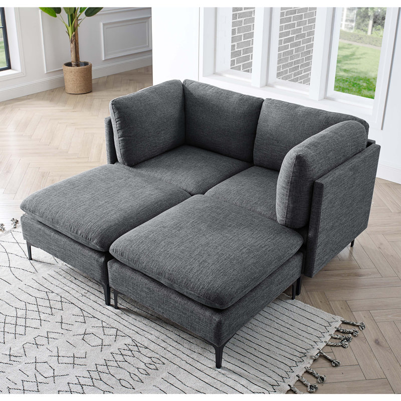 Canapé modulaire rembourré avec pieds en métal, Gris foncé