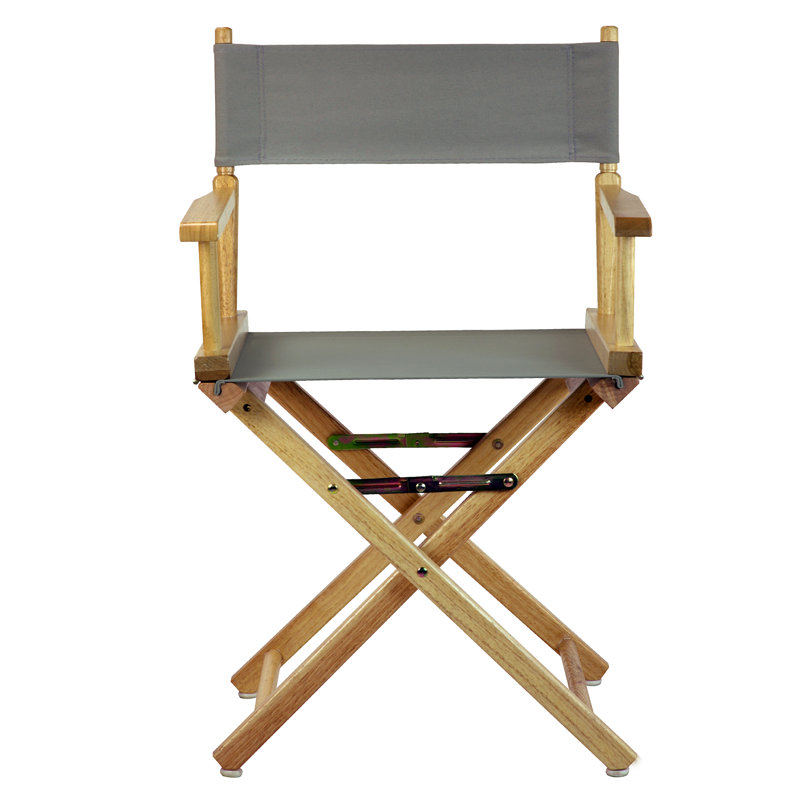 Chaise de réalisateur pliante 18 po, Naturel, gris