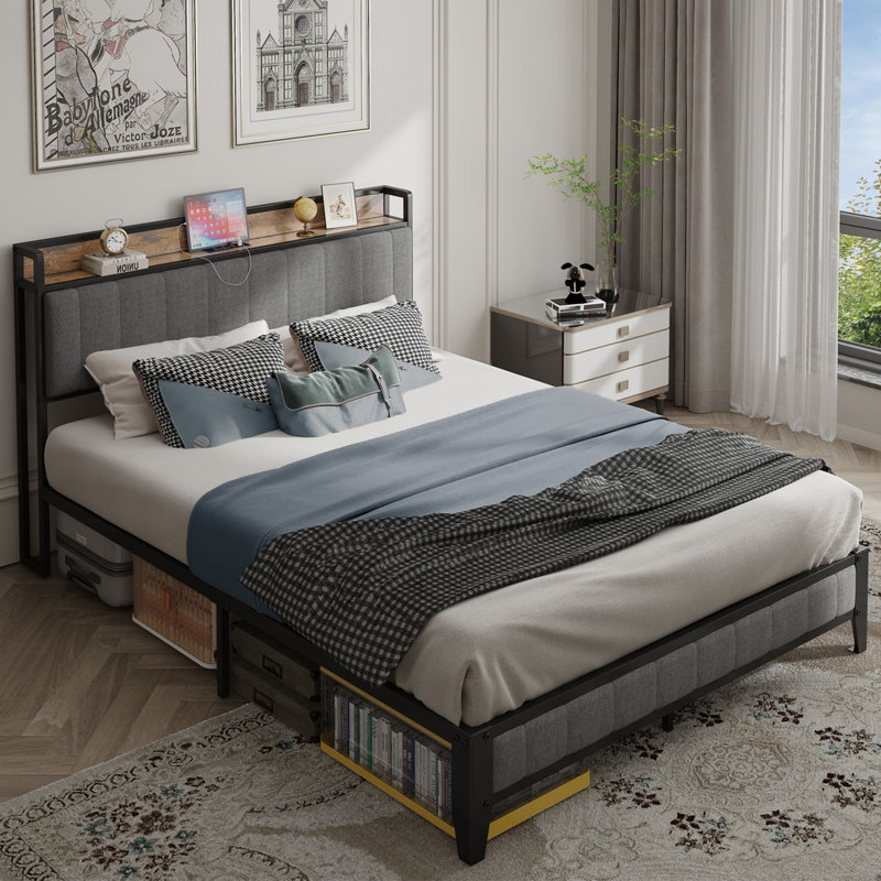 Base de lit 40,5 po Talore, Grand, Gris clair